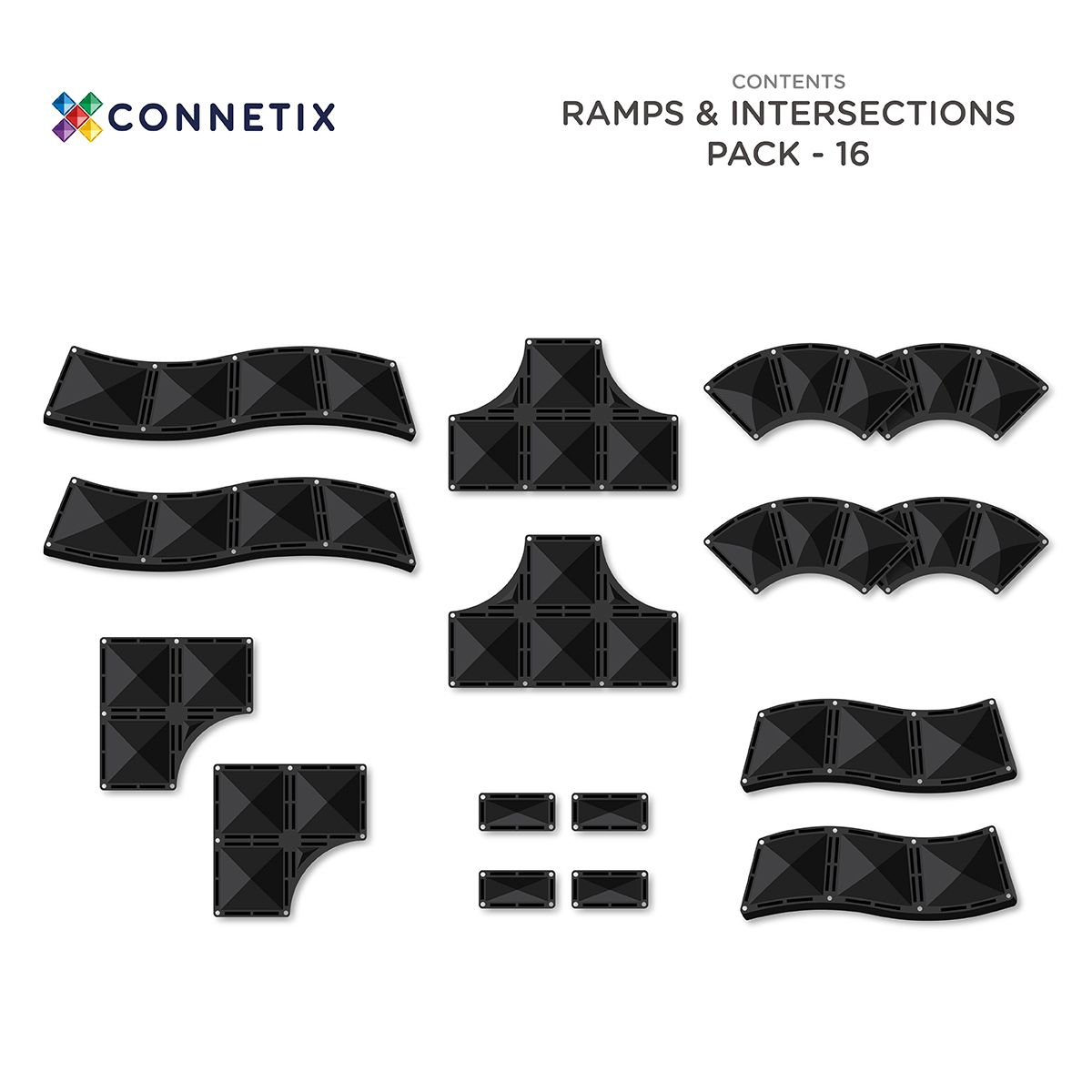 CONNETIX Roads Rampen & Kreuzungen Pack Magnetbausteine 16-teilig