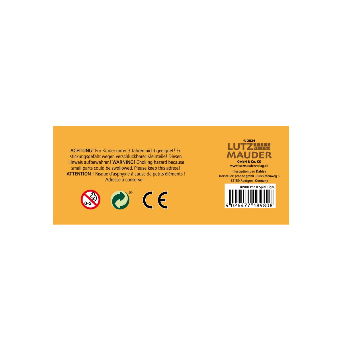 Pop It Puzzle Game Tiger - Lutz Mauder Verlag
