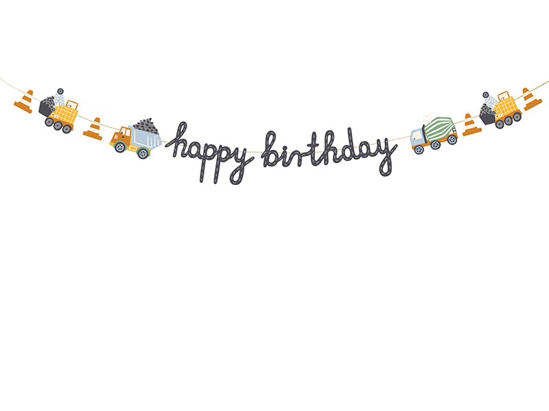 Girlande Baustelle "Happy Birthday" - Party Deco
