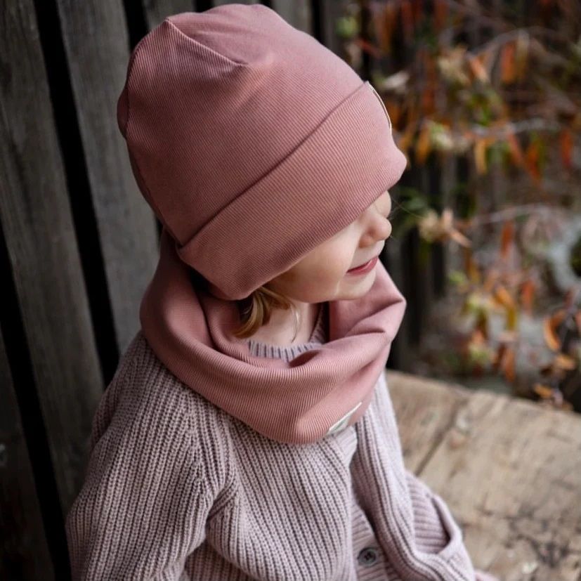 Beanie rosefarben GOTS - ab 46 cm