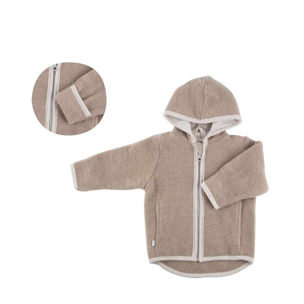 Kapuzenjacke Wollfleece beige mel. Gr. 62-68