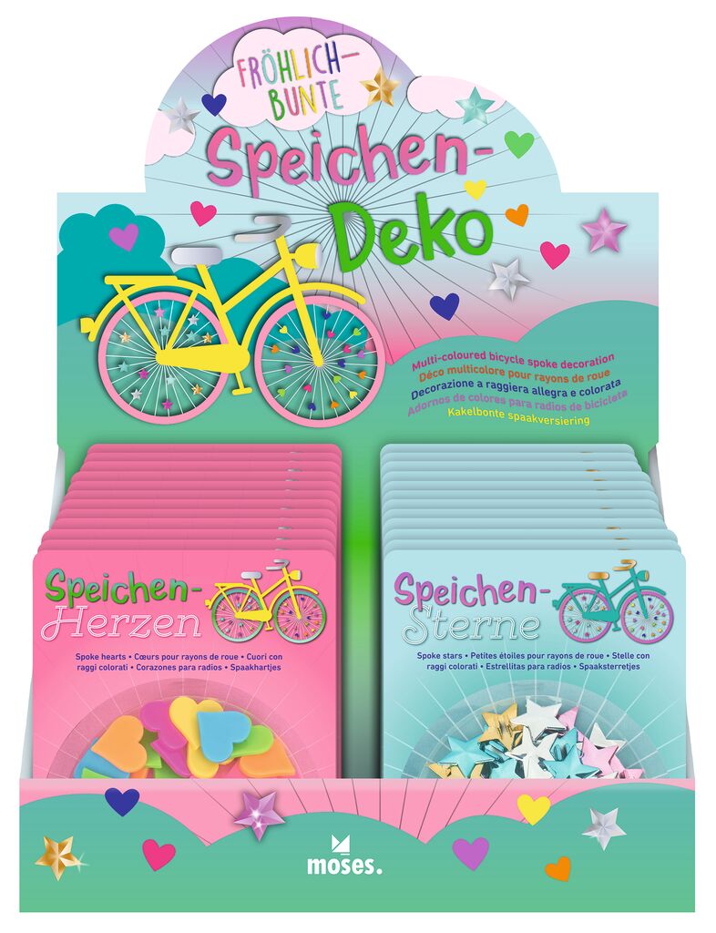 Speichenclips Herzen oder Sterne (verschiedene Designs, 1 Set)