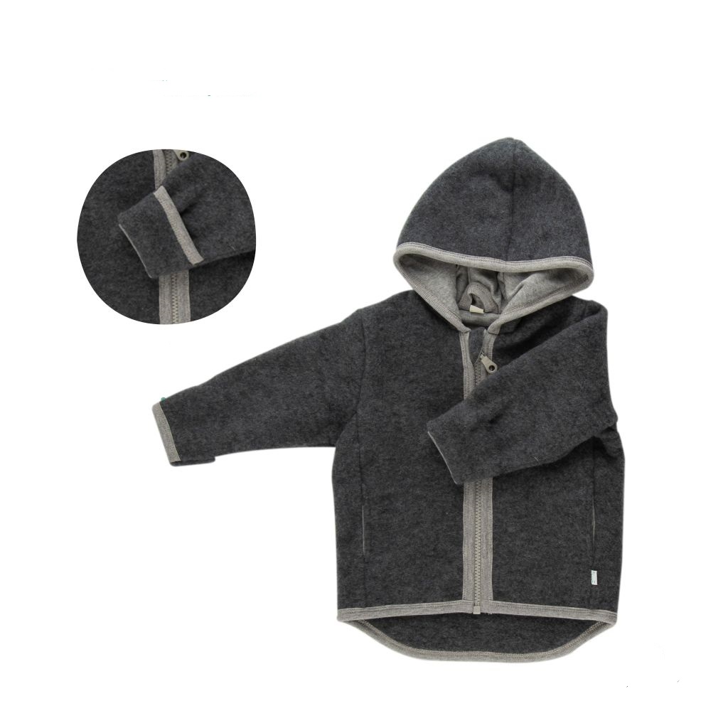 Kapuzenjacke Wollfleece anthrazit Gr. 62-68