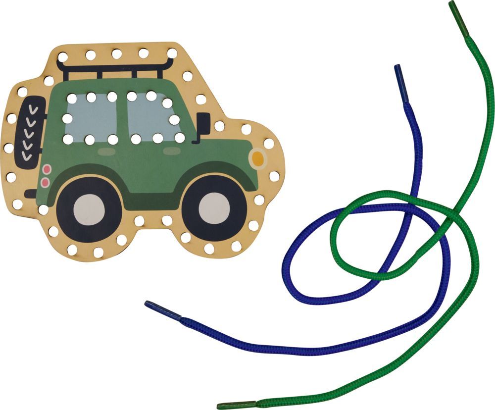 Mein kleines Bastelset: Fädel-Karten (Löwe/Wagen) - Mini-Künstler