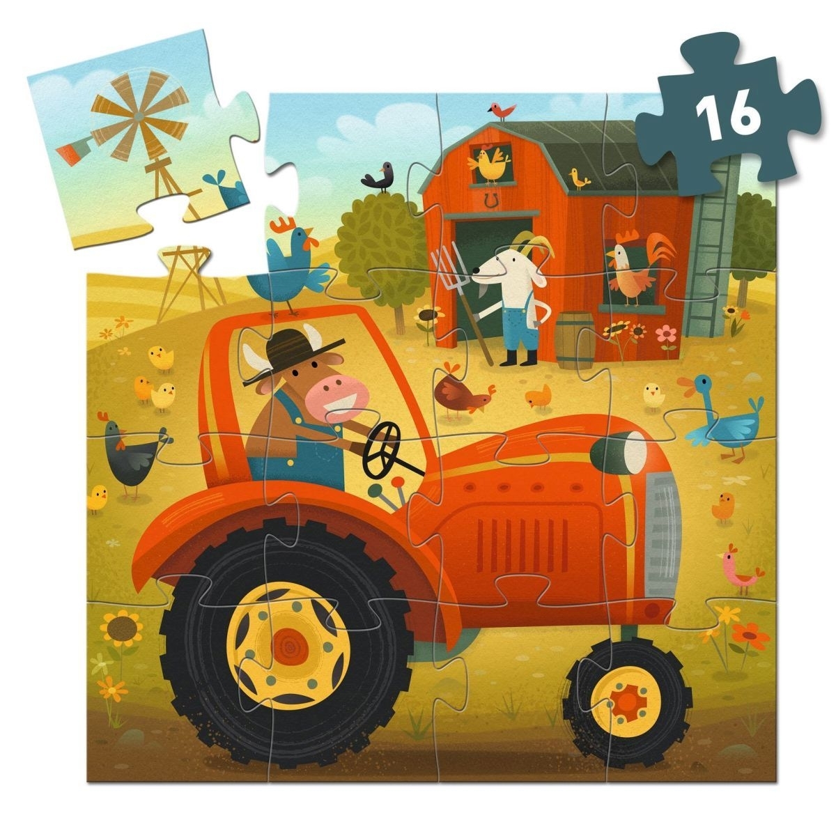 Puzzle: Traktor - 16 Teile - Djeco
