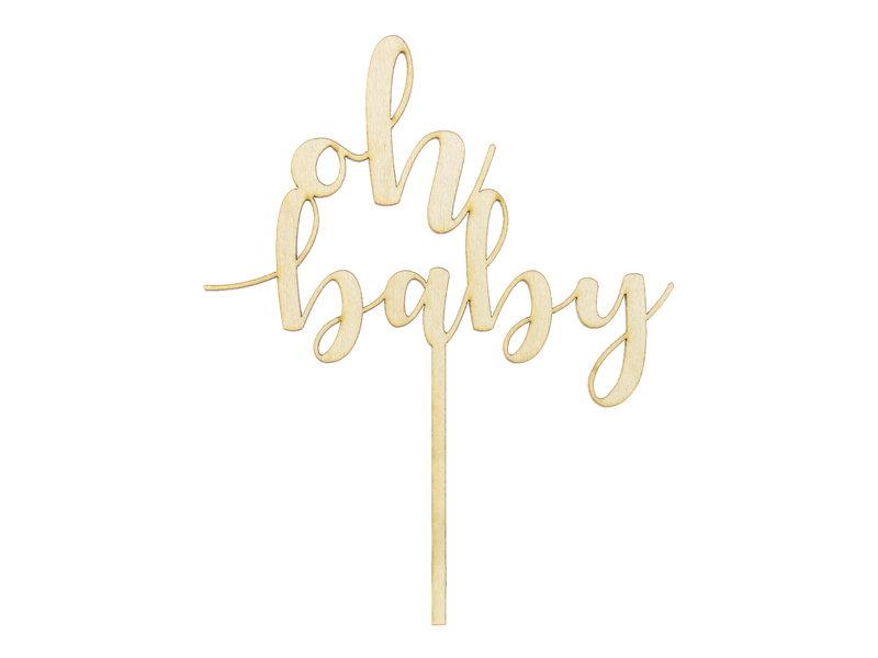 Caketopper aus Holz "Oh Baby"  - Party Deco