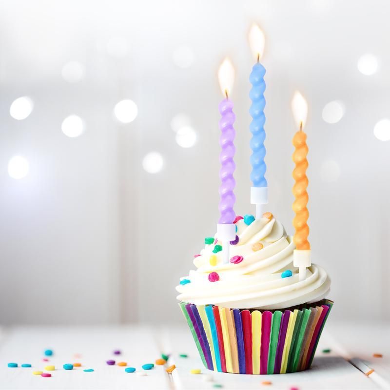 BIRTHDAY FUN Spiral-Kerzen 6er-Set (verschiedene Designs, 1 Set)