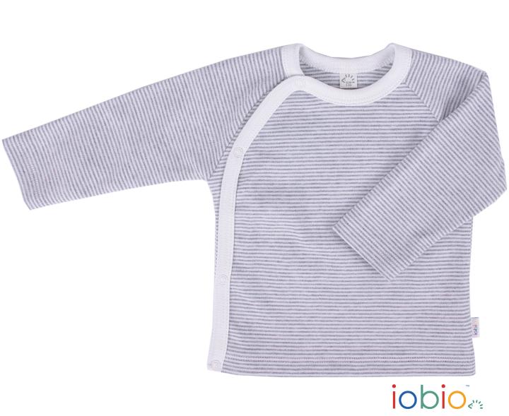 Langarm-Wickelshirt Interlock grau-ecru - 44