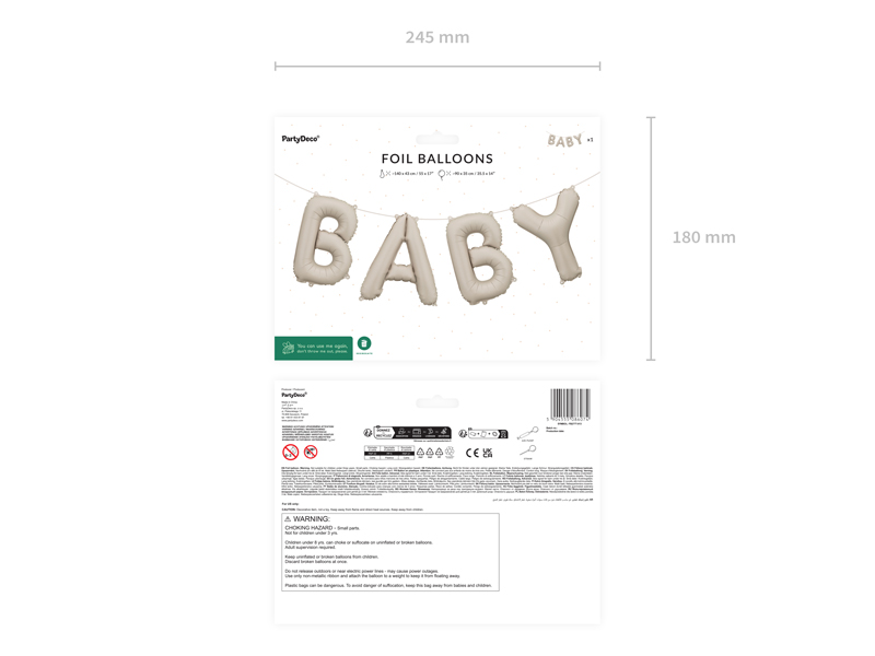 Folienluftballon Baby, 90 x 35 cm - Party Deco