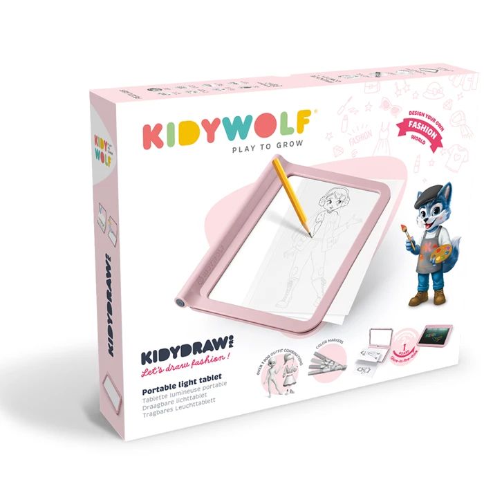 Kidydraw PRO Leuchtende Designtafel rosa "Fashion" - Kidywolf
