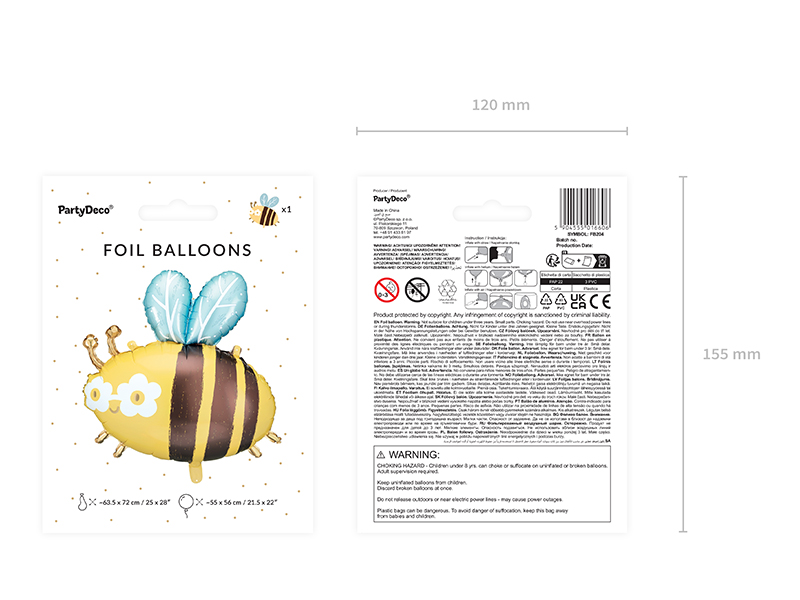 Folienballon Hummeln, 63.5x72 cm - Party Deco