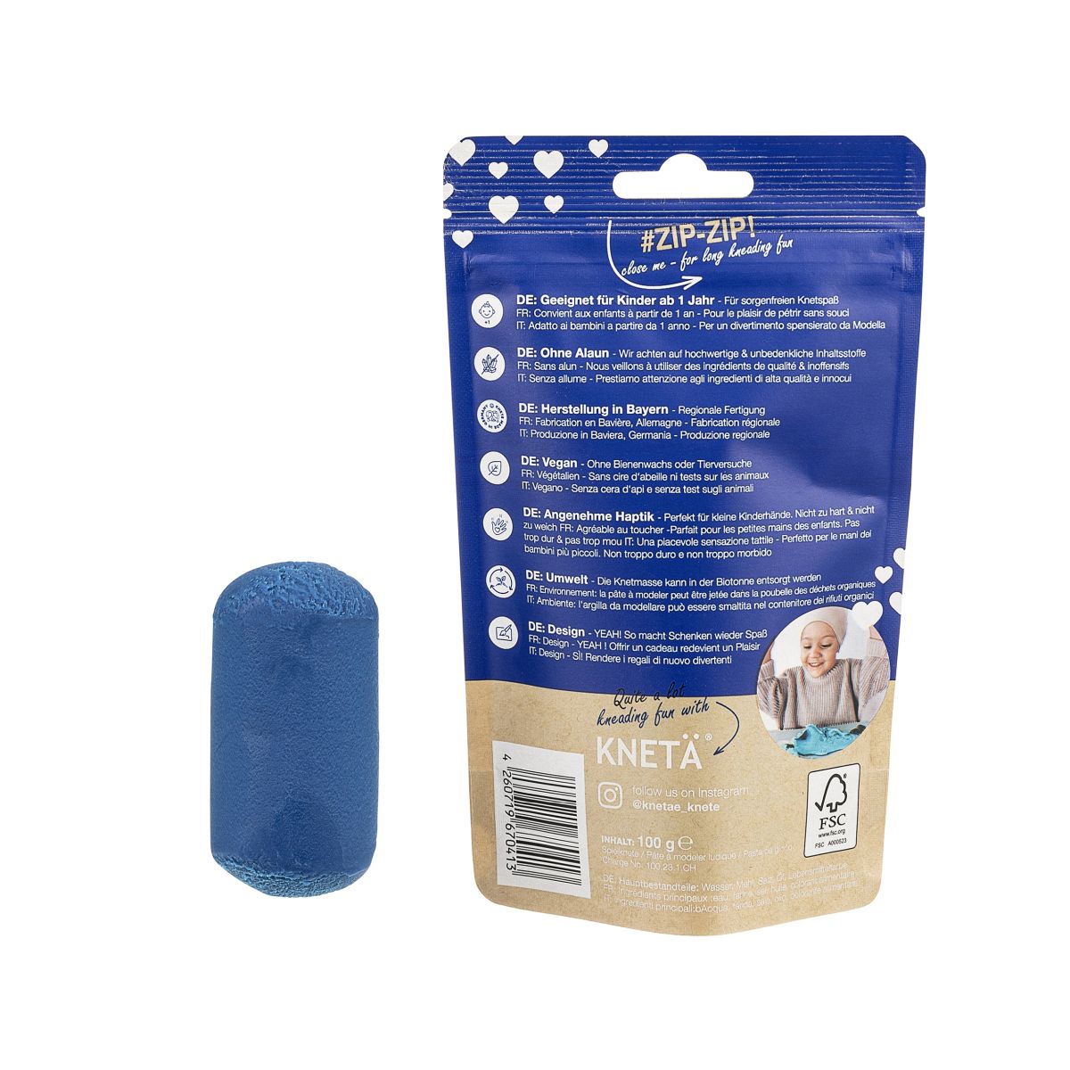 Knetä Vegane Spielknete Blau 100g Beutel