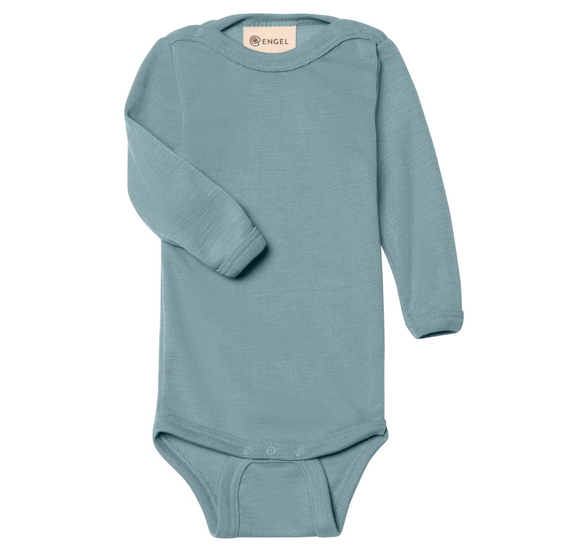 Body langarm Wolle-Seide bergblau -62-68