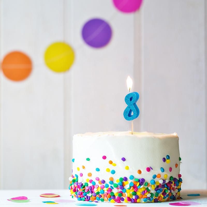 BIRTHDAY FUN Zahlenkerze Glitter Mini 9 (unterschiedliche Farben, 1 Stück)