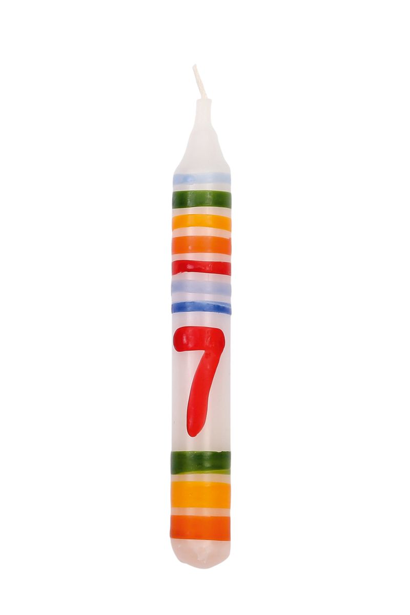 Geburtstagskerze Zahl 7 Ringelbunt (1 Stück) - ahrens