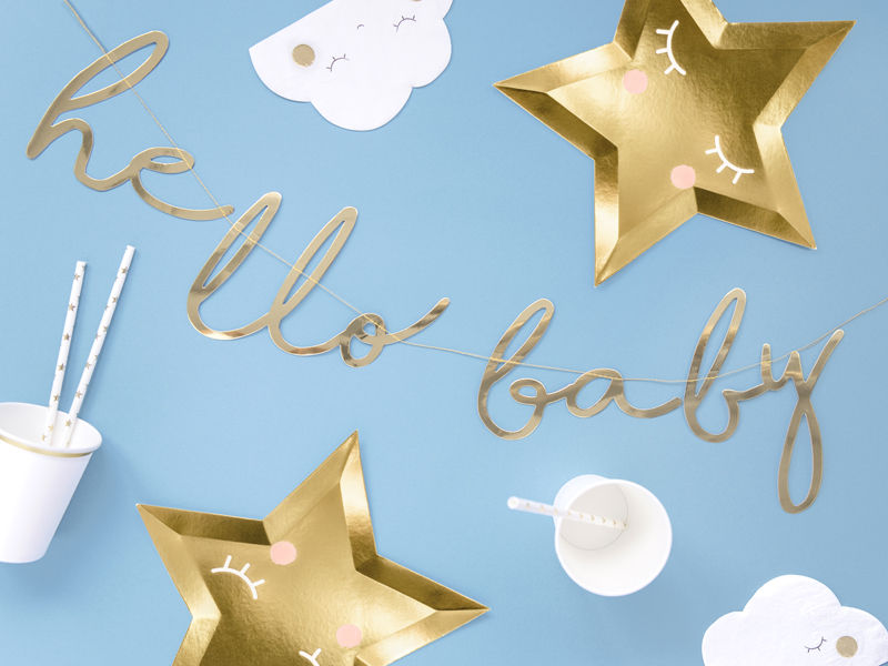Girlande Little Star "Hello Baby" gold - Party Deco