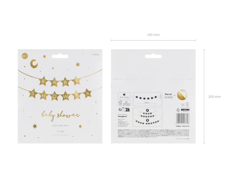 Girlande "Baby Shower" gold - Party Deco