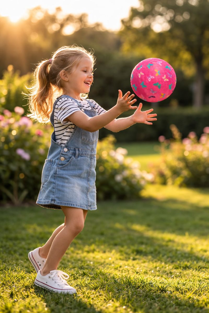 Kinder Spielball Naturkautschuk 18cm Schmetterlinge pink -Little L