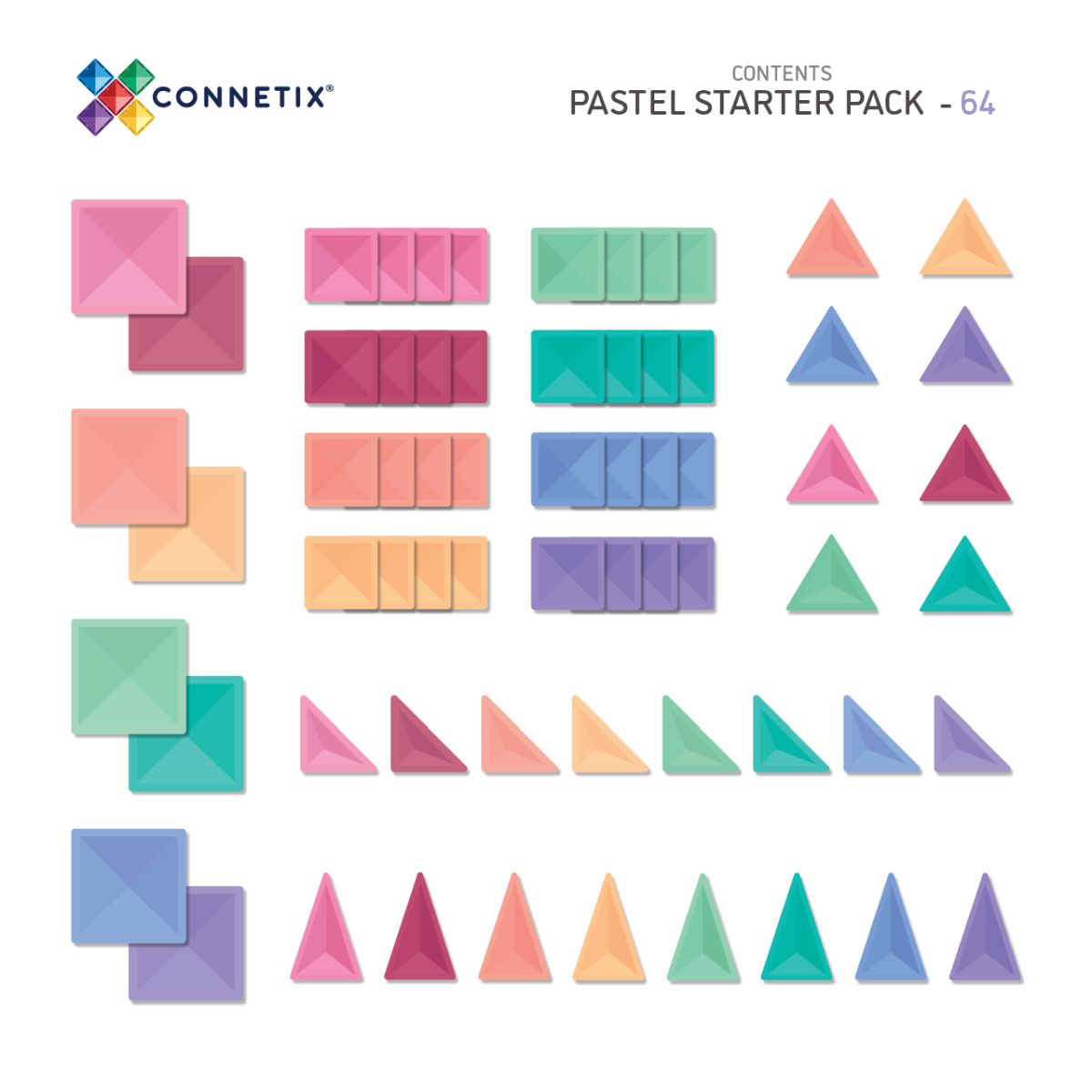 CONNETIX PASTEL Starter Pack Magnetbausteine 64-teilig