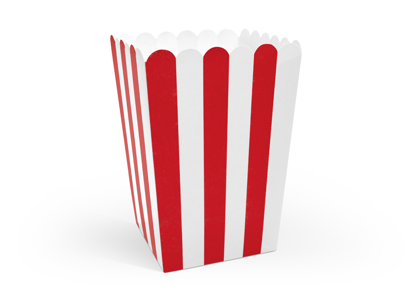 Popcornboxen rot-weiß gestreift, Piratenparty (6 Stk.) - Party Deco