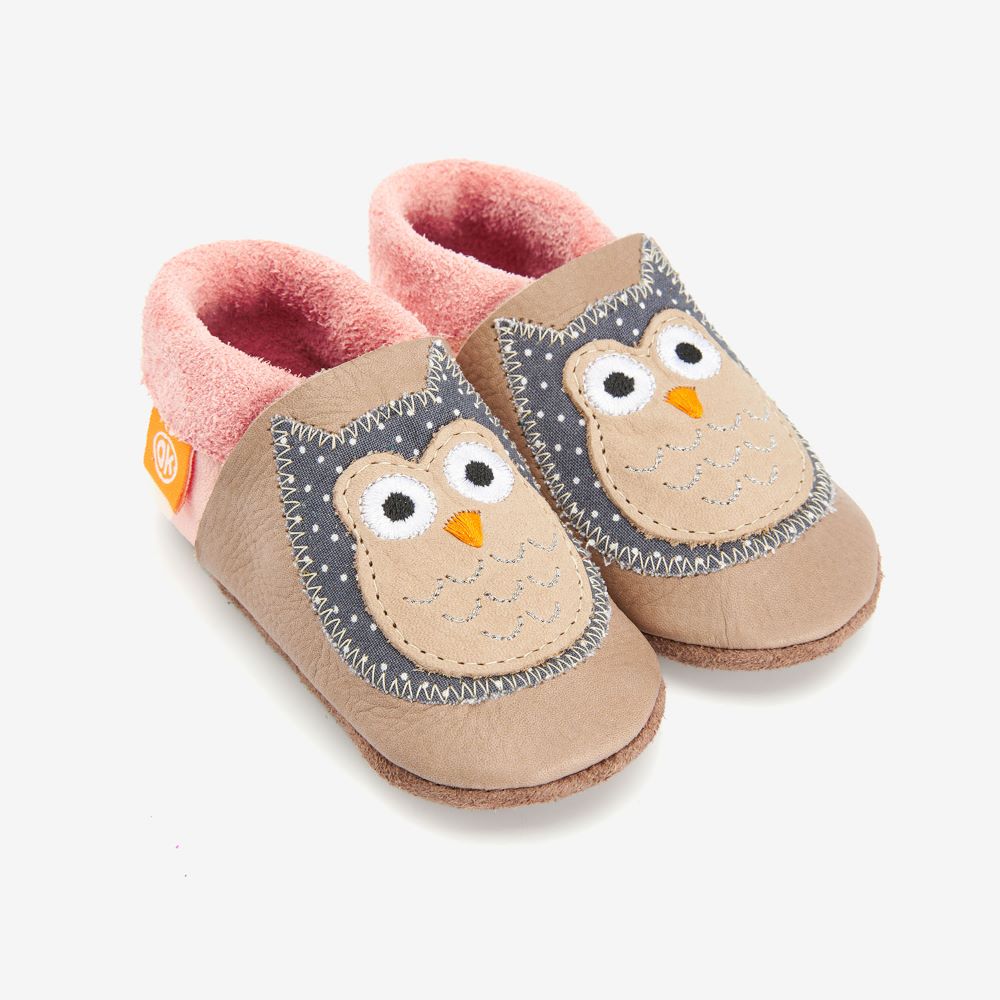 Hausschuhe Eule beige Gr. 20-21