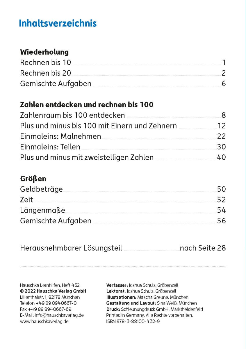 Mein Übungsheft Rechnen - 2. Klasse - Hauschka Verlag