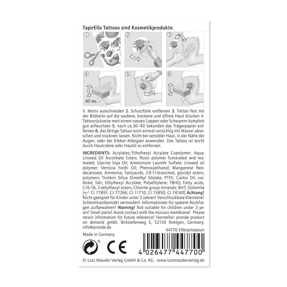 Tattoo Elfenprinzessin - Lutz Mauder Verlag (1 Stück)