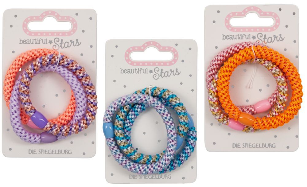 Haargummis Geflochten no.3 - beautiful Stars (verschiedene Designs, 1 Set)