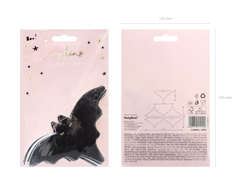 Servietten Fledermaus (20 Stück) - Party Deco
