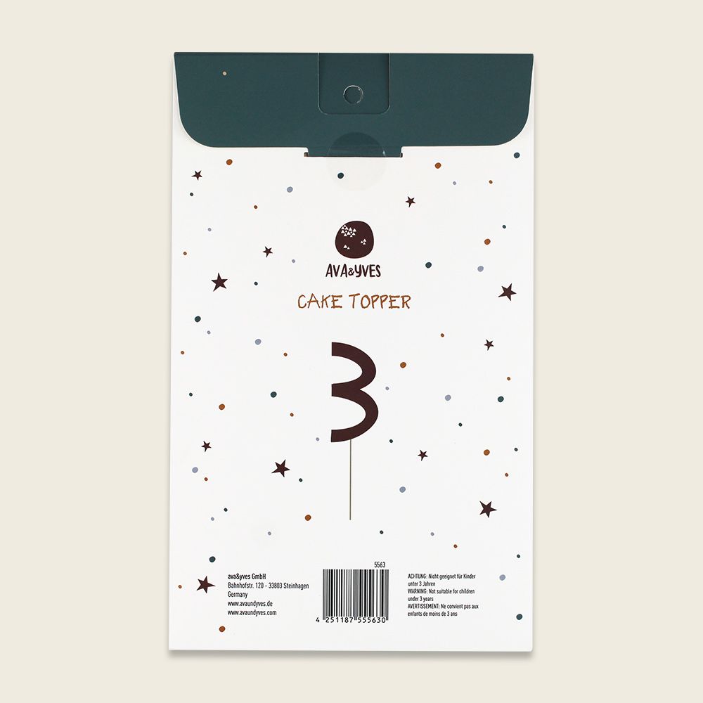 Cake Number Serie ADVENTURE, Zahl “3” - Ava & Yves