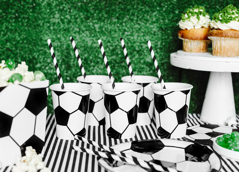 Pappbecher Fußball, 260 ml (6 Stk.) - Party Deco