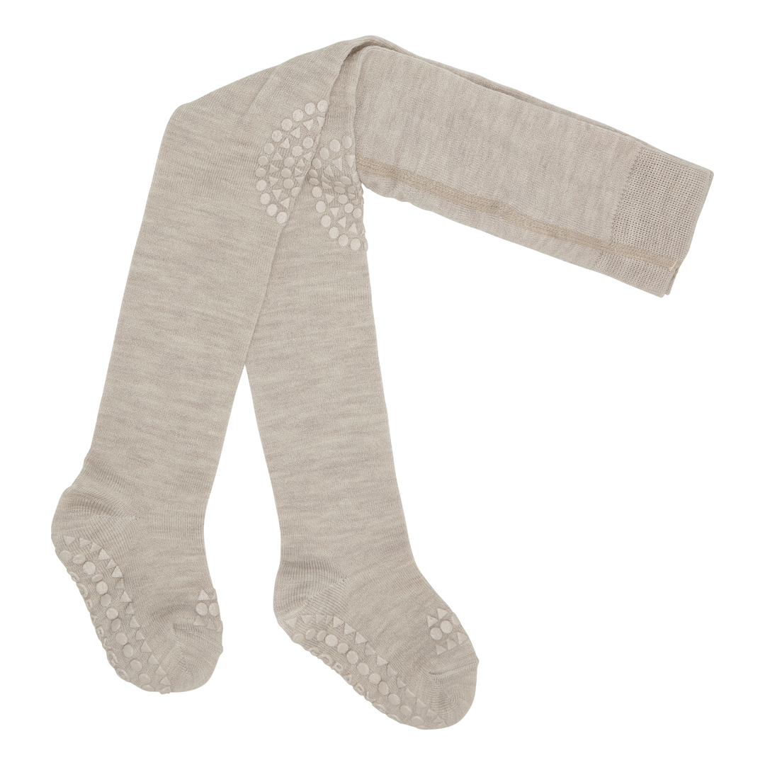 Rutschfeste Krabbelstrumpfhose Merinowolle sand Gr. 74-80 - GoBabyGo
