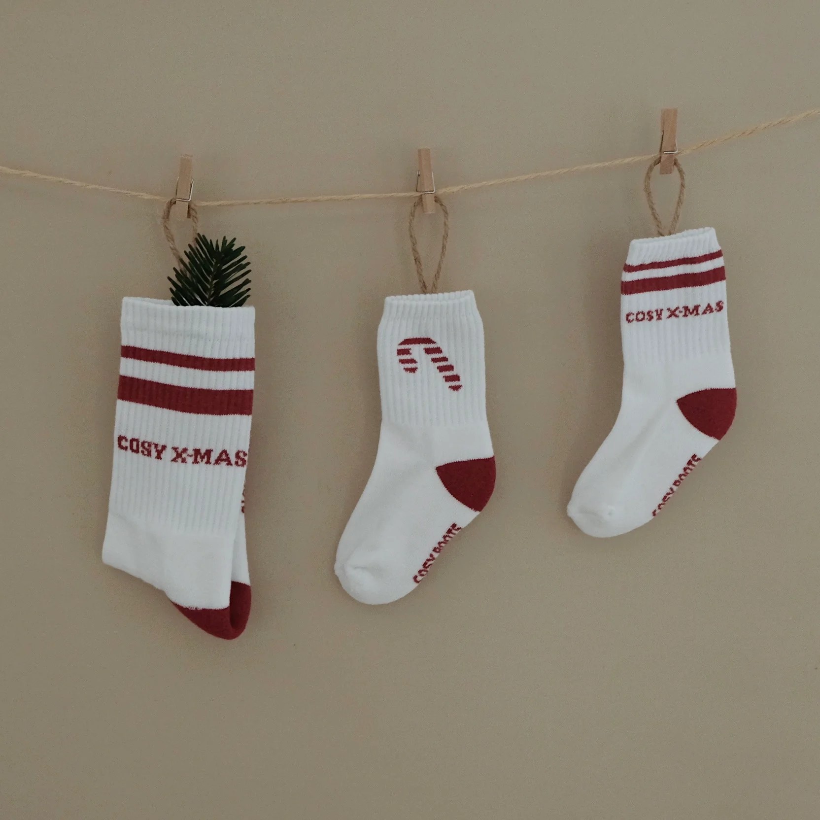 Socken Christmas weiß/rot GOTS - 1-2 J.