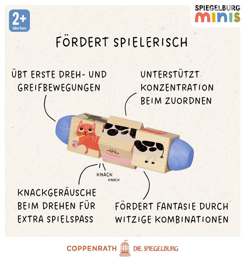 Holz-Dreh-Puzzle mit 4 Tieren - Spiegelburg minis