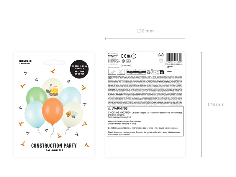 Luftballons Baustelle (6 Stk.) - Party Deco