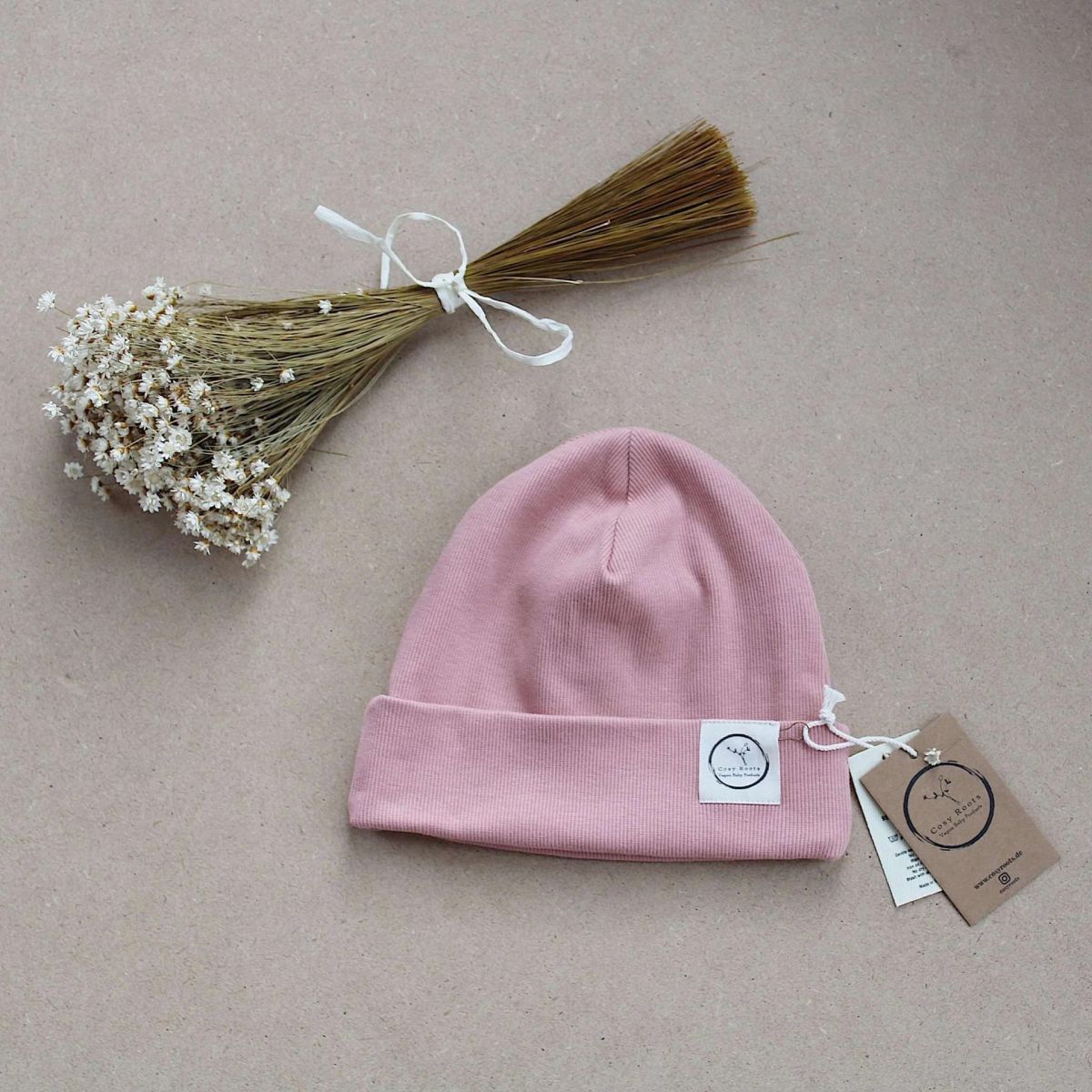 Beanie rosefarben GOTS - ab 46 cm