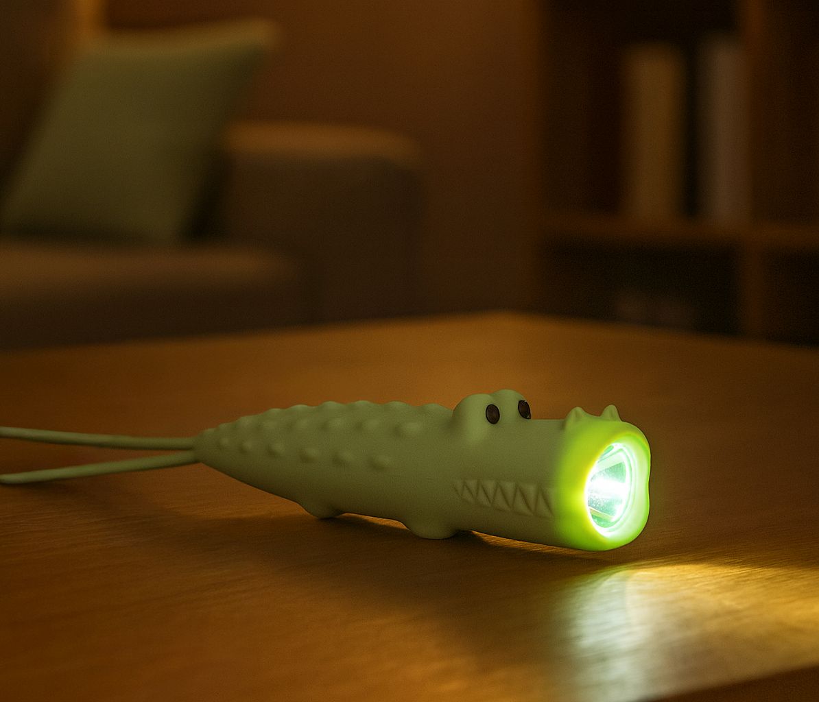 Silikon-Taschenlampe Krokodil grün -Little L