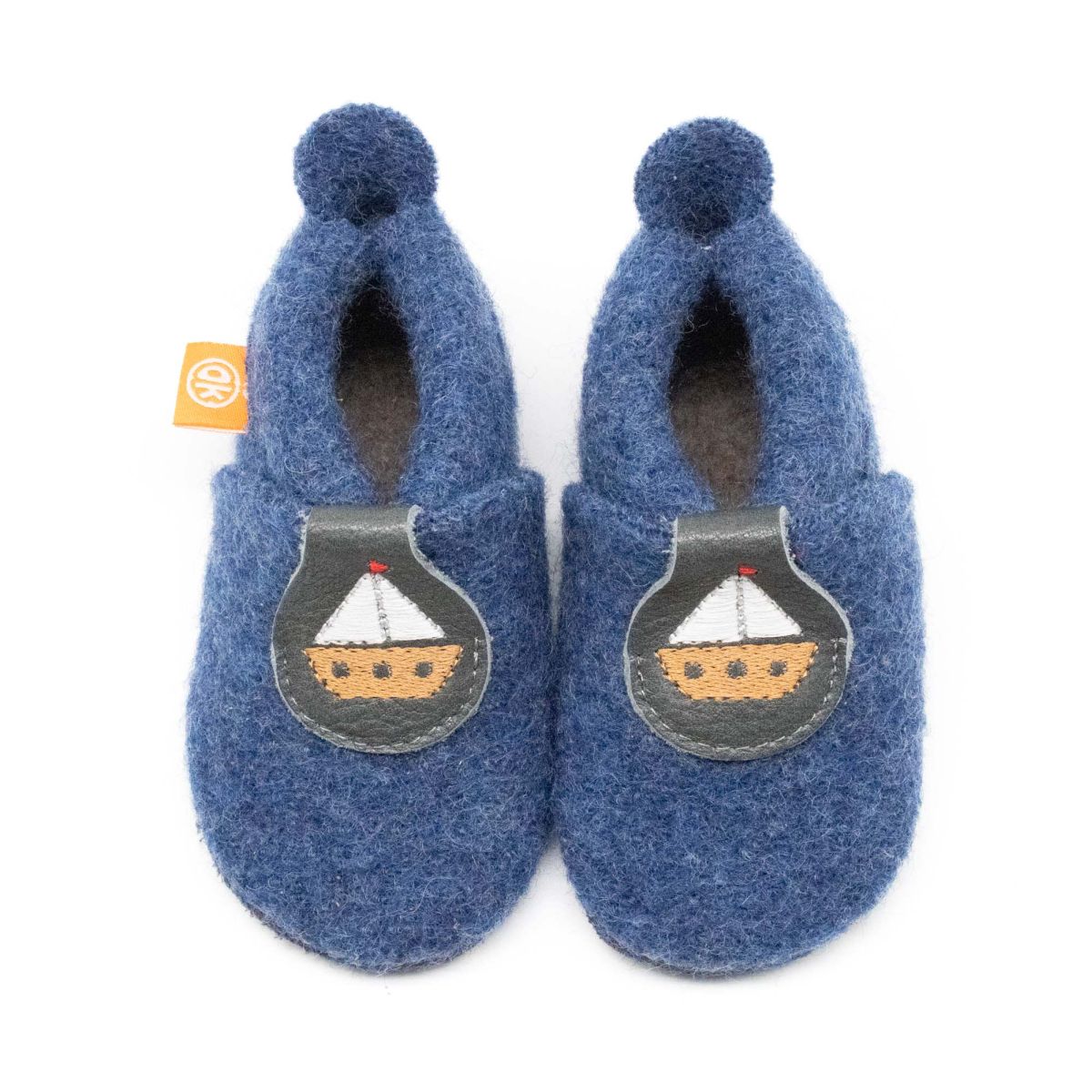 Wolli Krabbelpuschen jeansblau Schiffchen Gr. 20-21