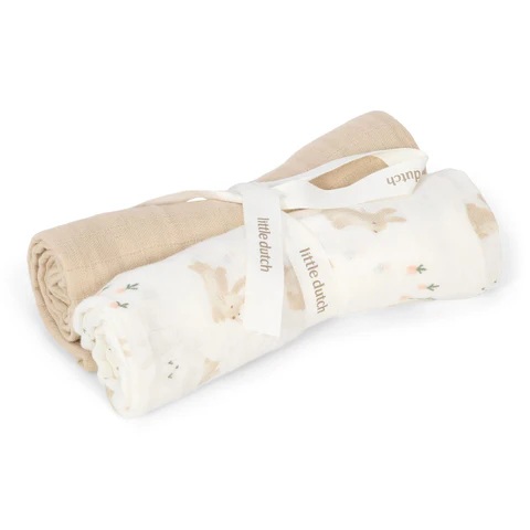 Musselintuch Baby Bunny 70x70cm 2er Pack - Little Dutch