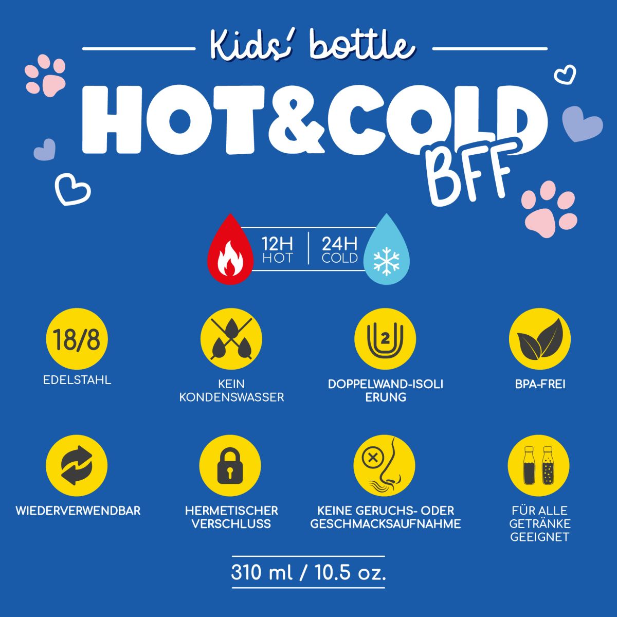 Hot&Cold BFF Thermosflasche für Kinder 310ml Kitty - Legami