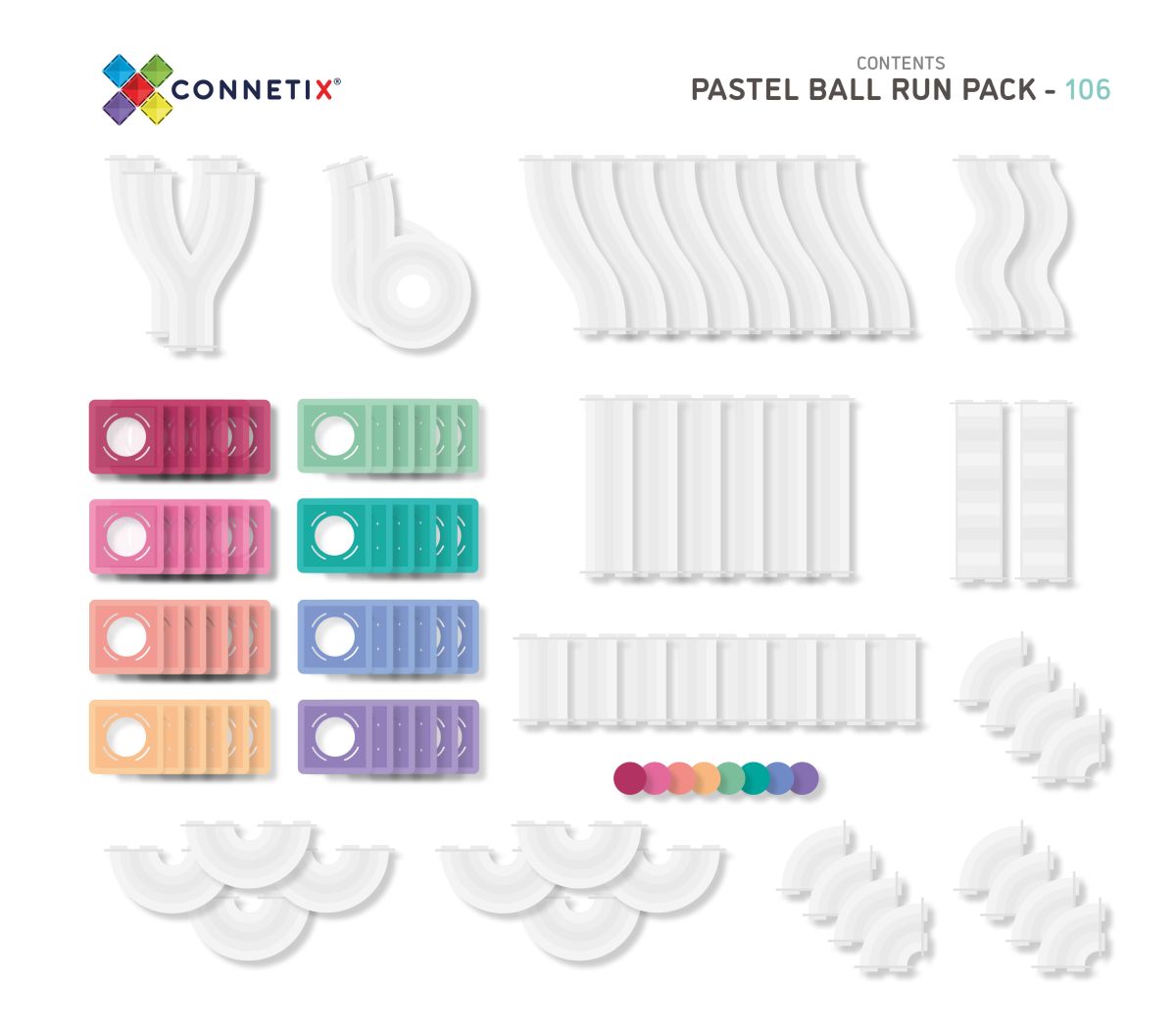 CONNETIX PASTEL Ball Run Pack Magnetbausteine 106-teilig