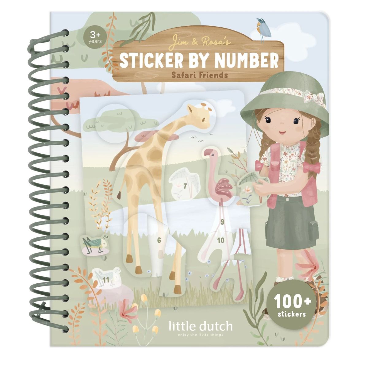 Stickerbuch Nummern Rosa Safari Friends - Little Dutch