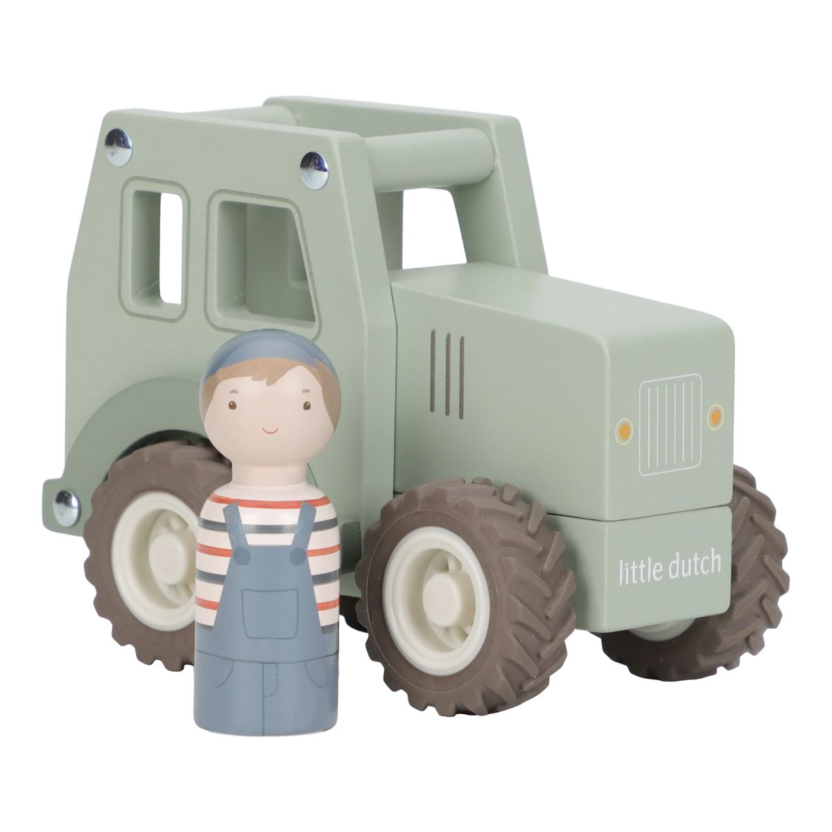 Holztraktor grün (mit Figur) - Little Dutch