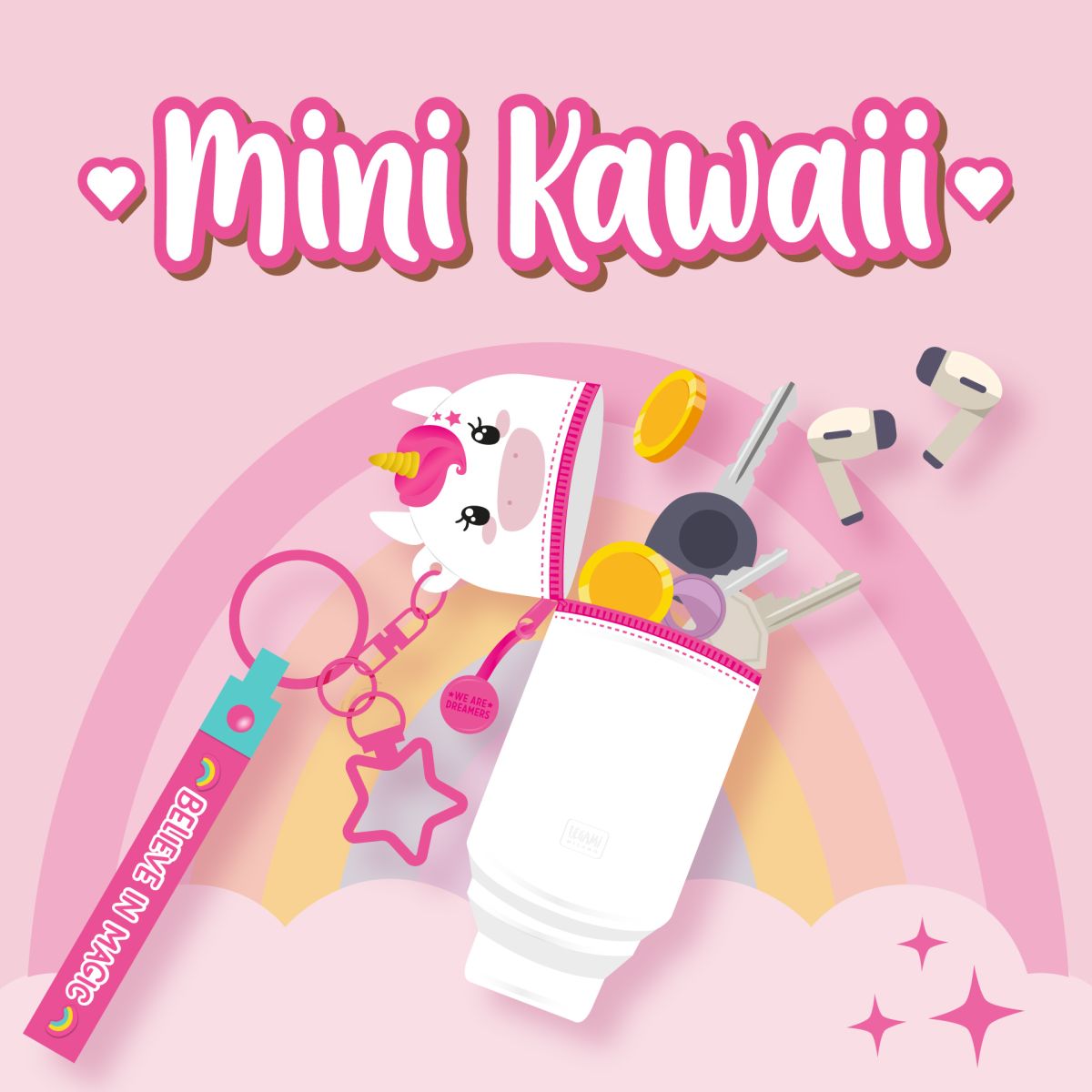 Mini Kawaii Münztasche mit Schlüsselanhänger Einhorn - Legami