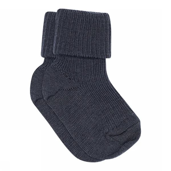 Babysocken gerippte Wolle navy Gr. 15-16 - MP Denmark