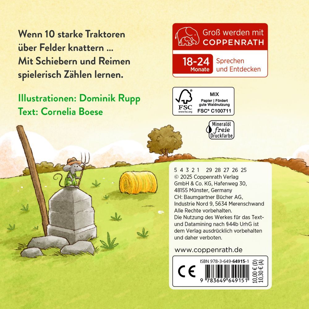 Wer will starke Traktoren sehn? Der schiebt und zählt von 1 bis 10!