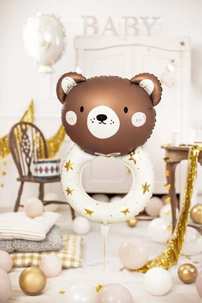 Folienballon Teddybär Rassel, 61x88 cm - Party Deco