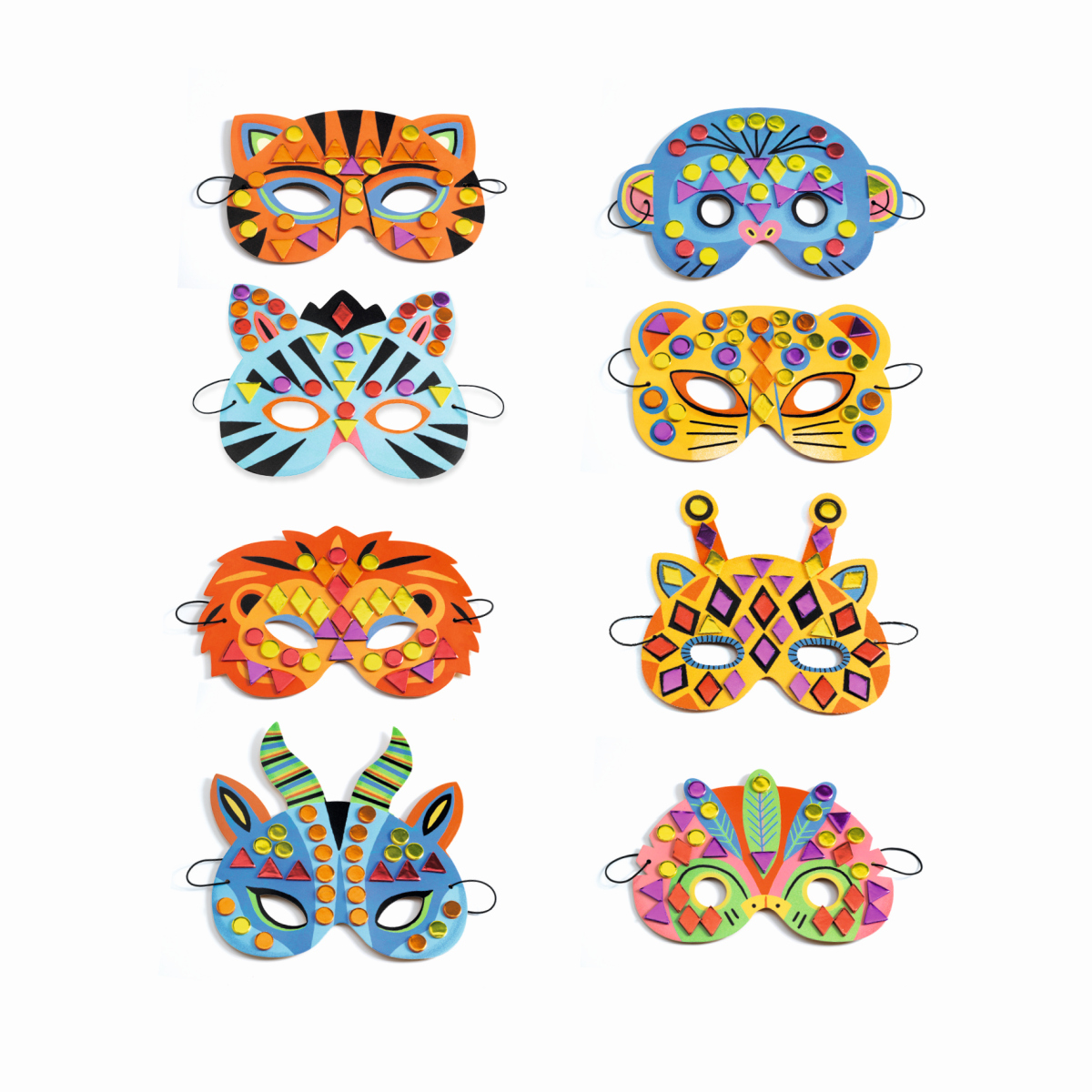 DIY Mosaik-Masken Dschungeltiere - DJECO