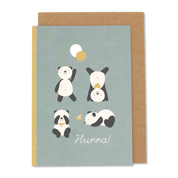 Klappkarte Pandas mint “Hurra!” - Ava & Yves