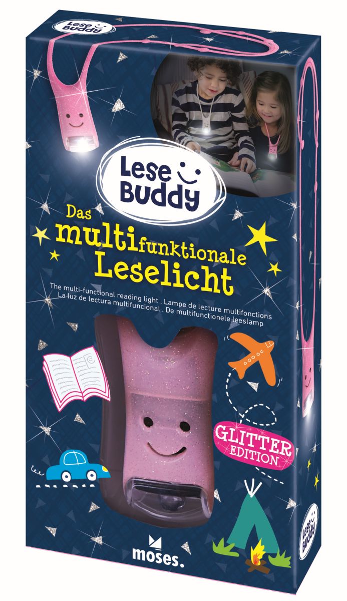 Lese Buddy  - Das Leselicht für Kinder - Glitzer Rosa